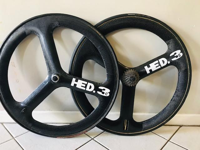 Hed Tri Spoke Rear Wheel VINTAGE HED TRI SPOKE AERO TRIATHLON 10 SPEED