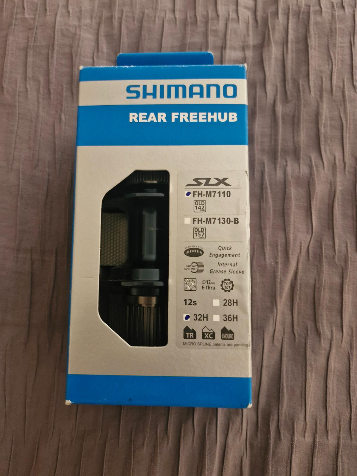 Moyeu Arrière Shimano SLX FH-M7130-B - 28H, Microspline, Centerlock, 12V, 157x12mm - Neuf