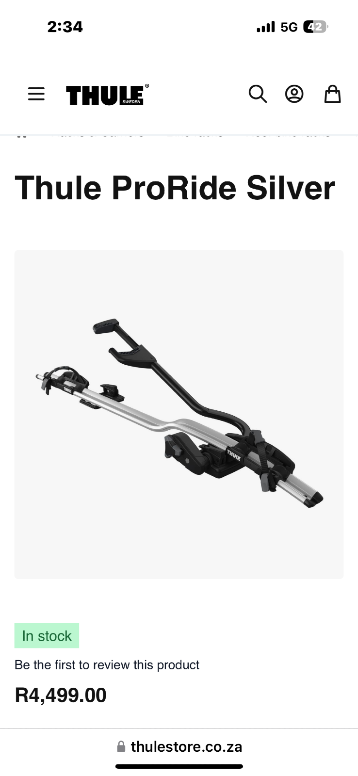 THULE BIKE ROOF RACK Bike Racks Bike Hub