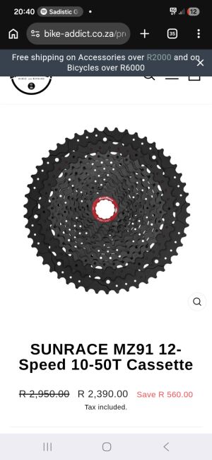 Sunrace MZ91 12 speed | Cassettes | Bike Hub